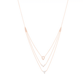 Diamonique Roseclad Sterling Silver Round & Baguette CZ 3 Row Necklace 16"